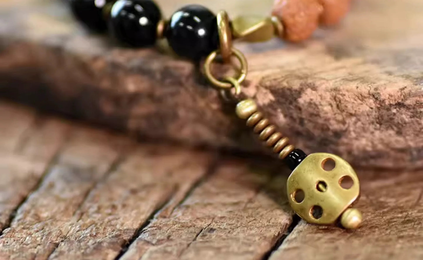 Natural Black Obsidian & Rudraksha Energy Bracelet