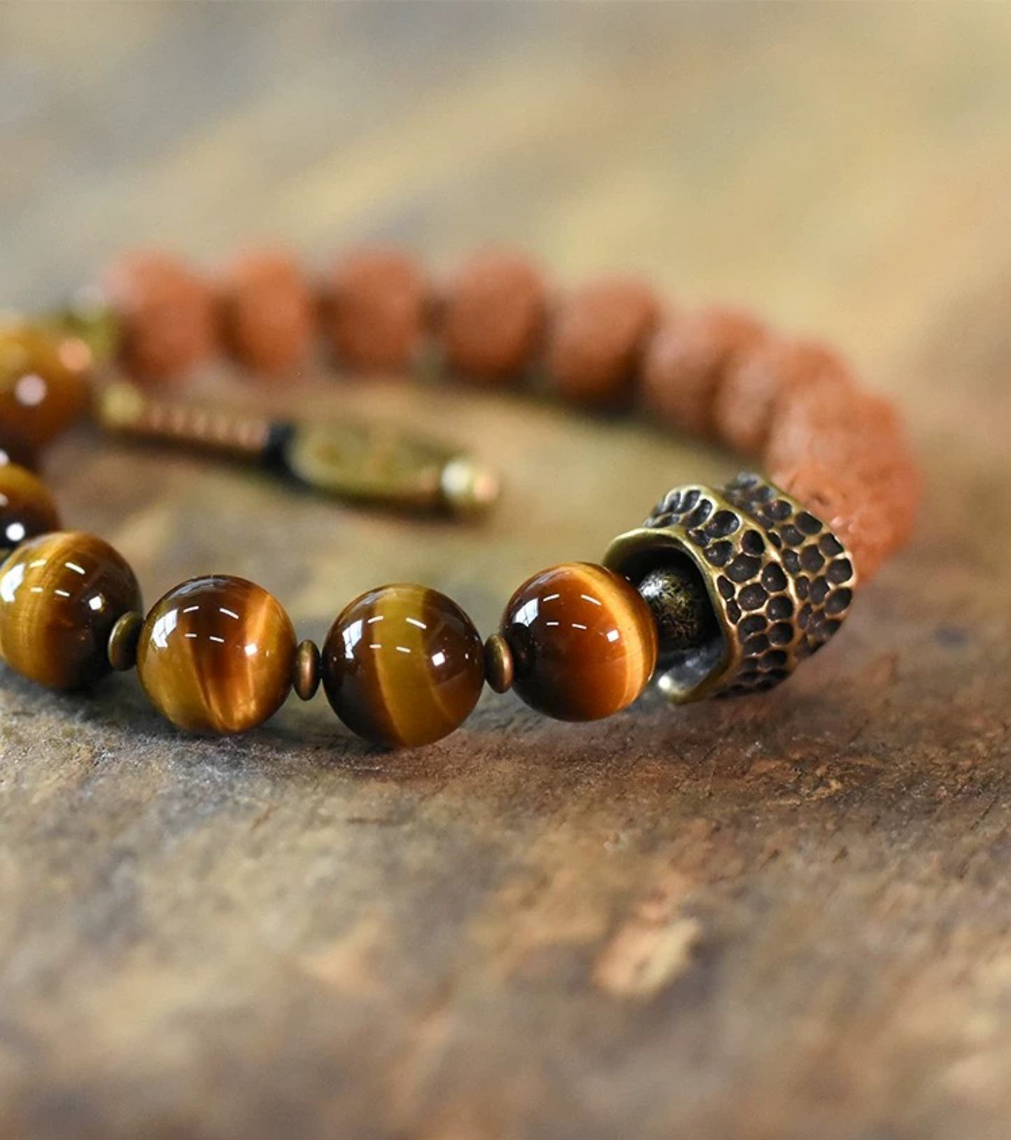 Golden Tiger Eye & Rudraksha Beaded Bracelet