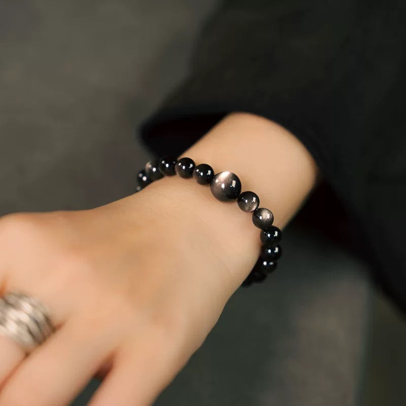 Natural Silver Sheen Obsidian Wisdom Bracelet
