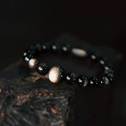 Natural Silver Sheen Obsidian Wisdom Bracelet