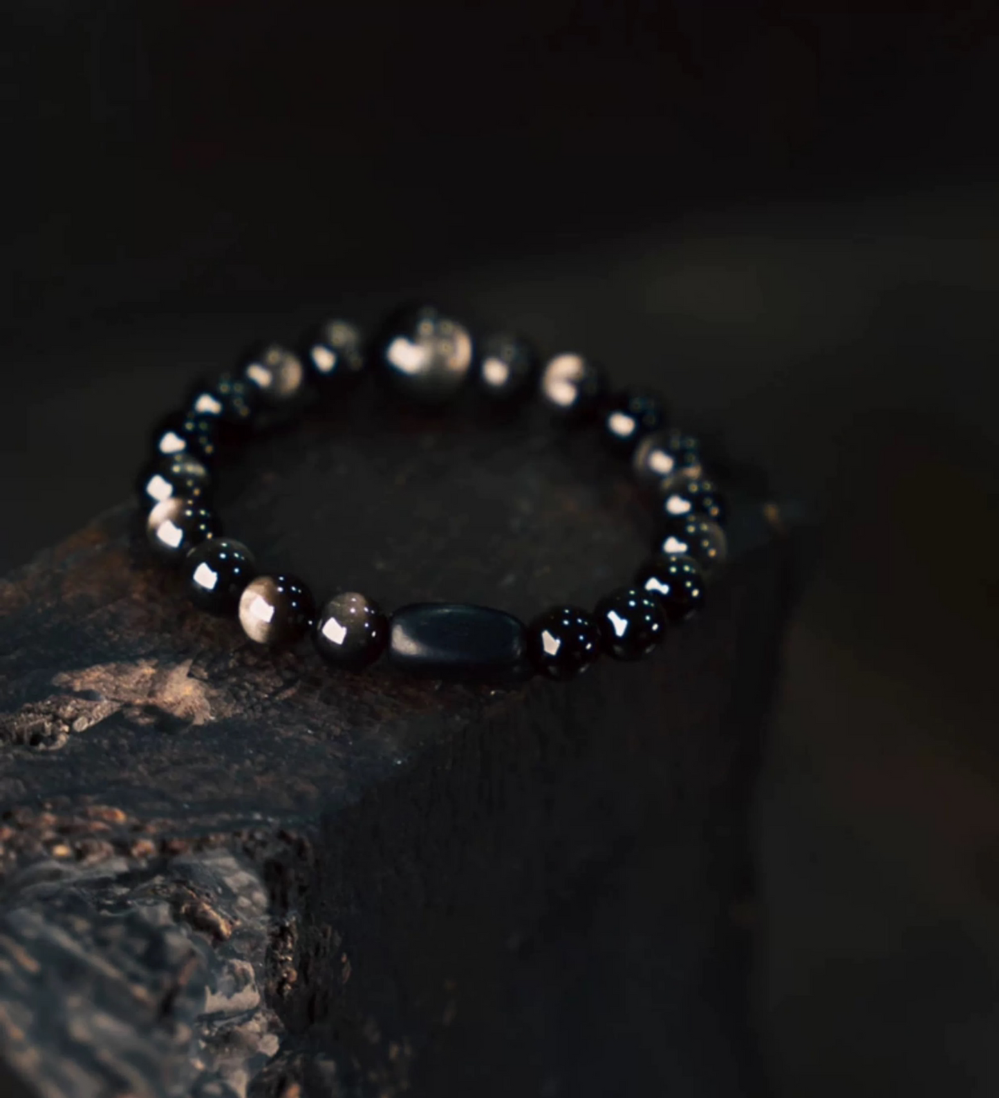 Natural Silver Sheen Obsidian Wisdom Bracelet