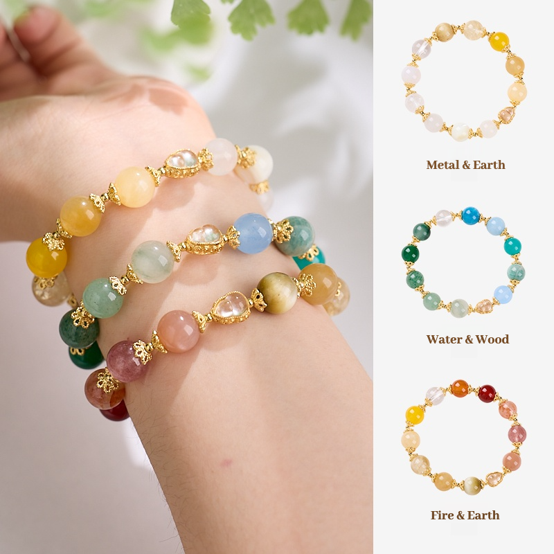 Five Elements Multi-Gem Bracelet – Metal & Earth Series