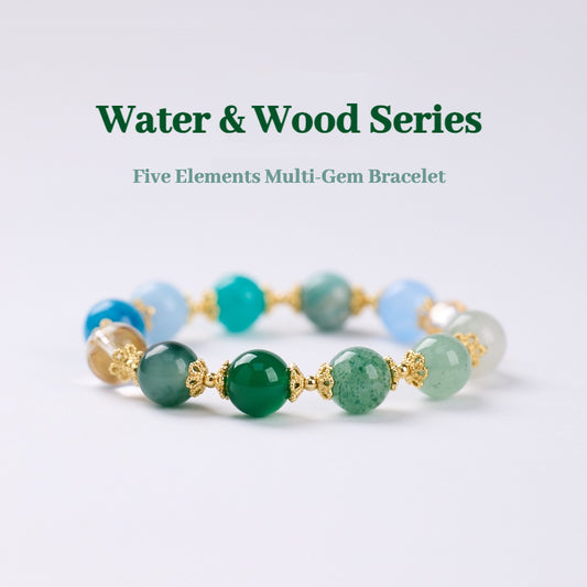 Five Elements Multi-Gem Bracelet – Water & Wood Series