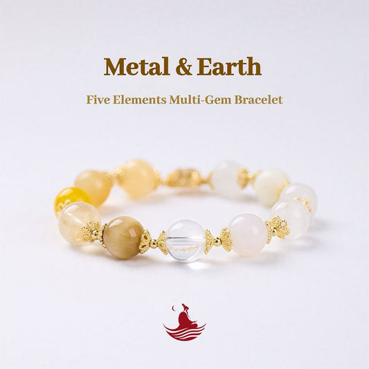 Five Elements Multi-Gem Bracelet – Metal & Earth Series