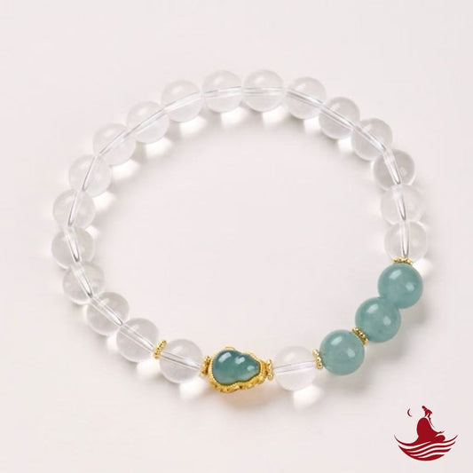 Clear Quartz & Faux Aquamarine Gourd Charm Bracelet
